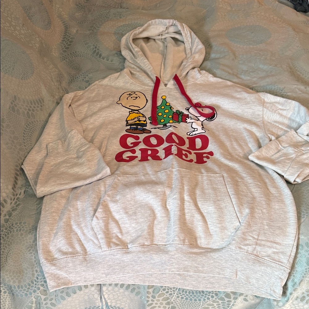Peanuts Gray Hoodie with Red Accents